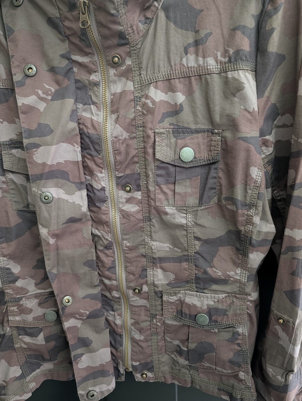 Maurices Camo Utility Jacket Adjustable Sleeves Pockets Zip Snap Front. Large - Picture 4 of 8